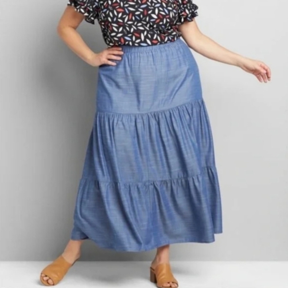 Lane Bryant Denim Blue Maxi Skirt